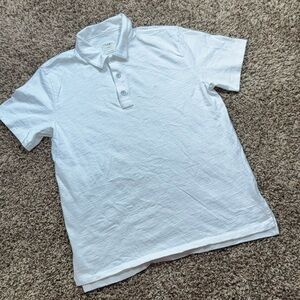 rag & bone White Classic Flame Slub Cotton Polo Shirt Mens Medium